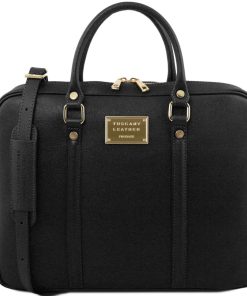 Donna Tuscany Leather | Prato Borsa Da Lavoro Porta Computer Saffiano Tl141626 Nero