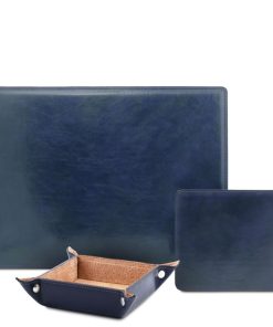 Ufficio Tuscany Leather | Set Sottomano, Tappetino Per Mouse Vuotatasche Tl142088 Blu Scuro