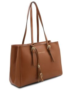 Donna Tuscany Leather | Tl Bag Borsa A Spalla In Pelle Tl142037 Cognac