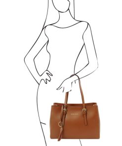 Donna Tuscany Leather | Tl Bag Borsa A Spalla In Pelle Tl142037 Cognac