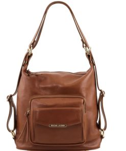 Donna Tuscany Leather | Tl Bag Borsa Donna In Pelle Convertibile A Zaino Tl141535 Cannella