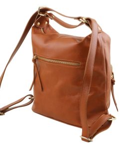 Donna Tuscany Leather | Tl Bag Borsa Donna In Pelle Convertibile A Zaino Tl141535 Cannella