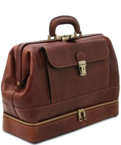 Ufficio Tuscany Leather | Giotto Esclusiva Borsa Medico In Pelle Con Doppio Fondo Pelle Opaca Tl142344 Marrone