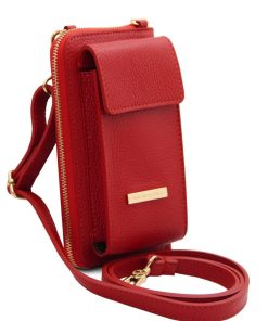 Donna Tuscany Leather | Tl Bag Portafoglio In Pelle Con Tracolla Tl142323 Rosso Lipstick