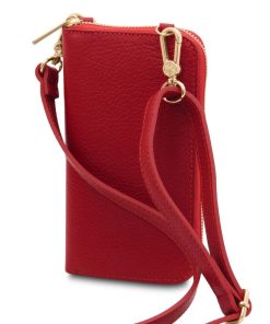 Donna Tuscany Leather | Tl Bag Portafoglio In Pelle Con Tracolla Tl142323 Rosso Lipstick