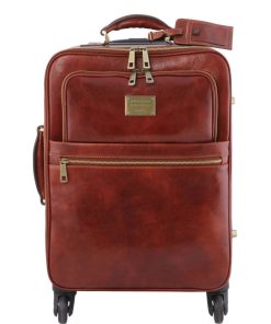 Ufficio Tuscany Leather | Set Di Trolley 4 Ruote E Porta Computer In Pelle Marrone