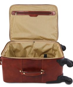 Ufficio Tuscany Leather | Set Di Trolley 4 Ruote E Porta Computer In Pelle Marrone