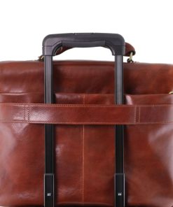 Ufficio Tuscany Leather | Set Di Trolley 4 Ruote E Porta Computer In Pelle Marrone