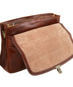 Ufficio Tuscany Leather | Set Di Trolley 4 Ruote E Porta Computer In Pelle Marrone