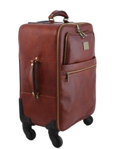 Ufficio Tuscany Leather | Set Di Trolley 4 Ruote E Porta Computer In Pelle Marrone