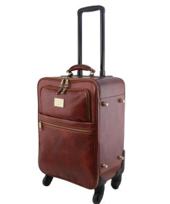 Ufficio Tuscany Leather | Set Di Trolley 4 Ruote E Porta Computer In Pelle Marrone