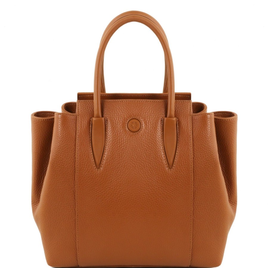 Donna Tuscany Leather | Tulipan Borsa A Mano In Pelle Tl141727 Cognac