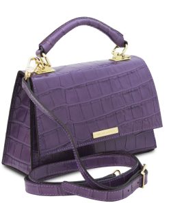 Donna Tuscany Leather | Afrodite Borsa A Mano In Pelle Stampa Cocco Tl142300 Viola