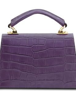 Donna Tuscany Leather | Afrodite Borsa A Mano In Pelle Stampa Cocco Tl142300 Viola