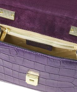 Donna Tuscany Leather | Afrodite Borsa A Mano In Pelle Stampa Cocco Tl142300 Viola