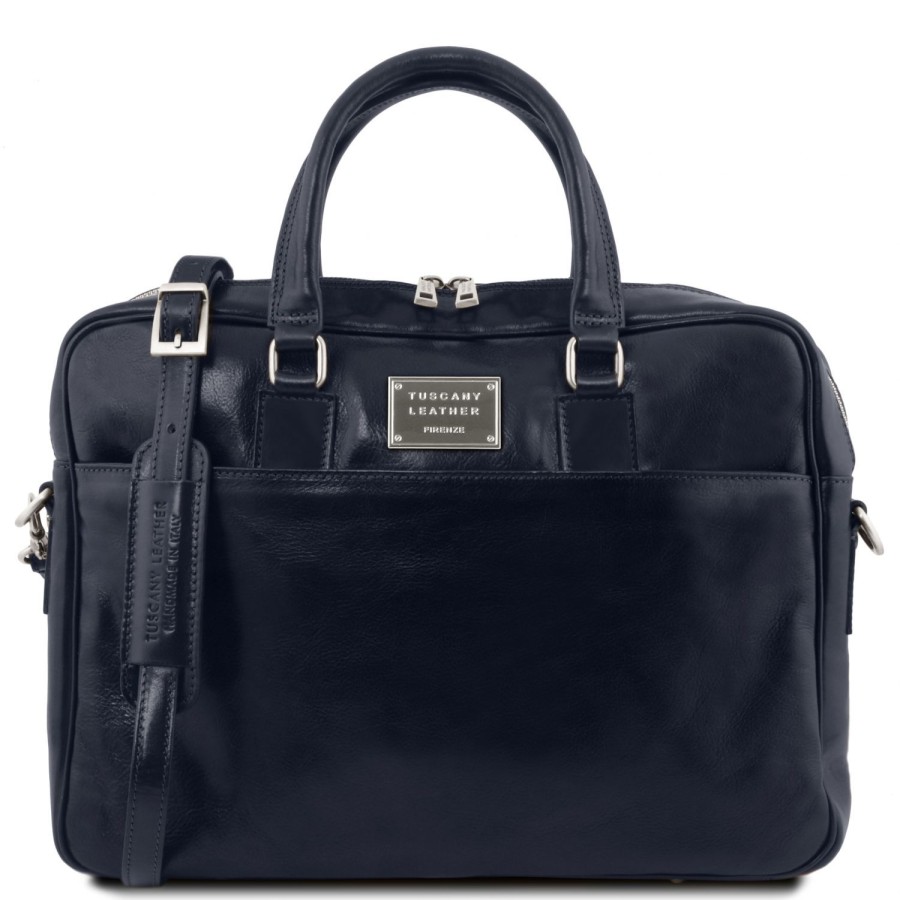 Ufficio Tuscany Leather | Urbino Borsa Da Lavoro Porta Computer In Pelle Tl141241 Blu Scuro