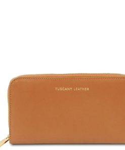 Donna Tuscany Leather | Venere Esclusivo Portafogli In Pelle Zip Around Tl142085 Cognac