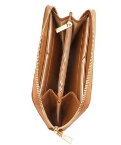 Donna Tuscany Leather | Venere Esclusivo Portafogli In Pelle Zip Around Tl142085 Cognac