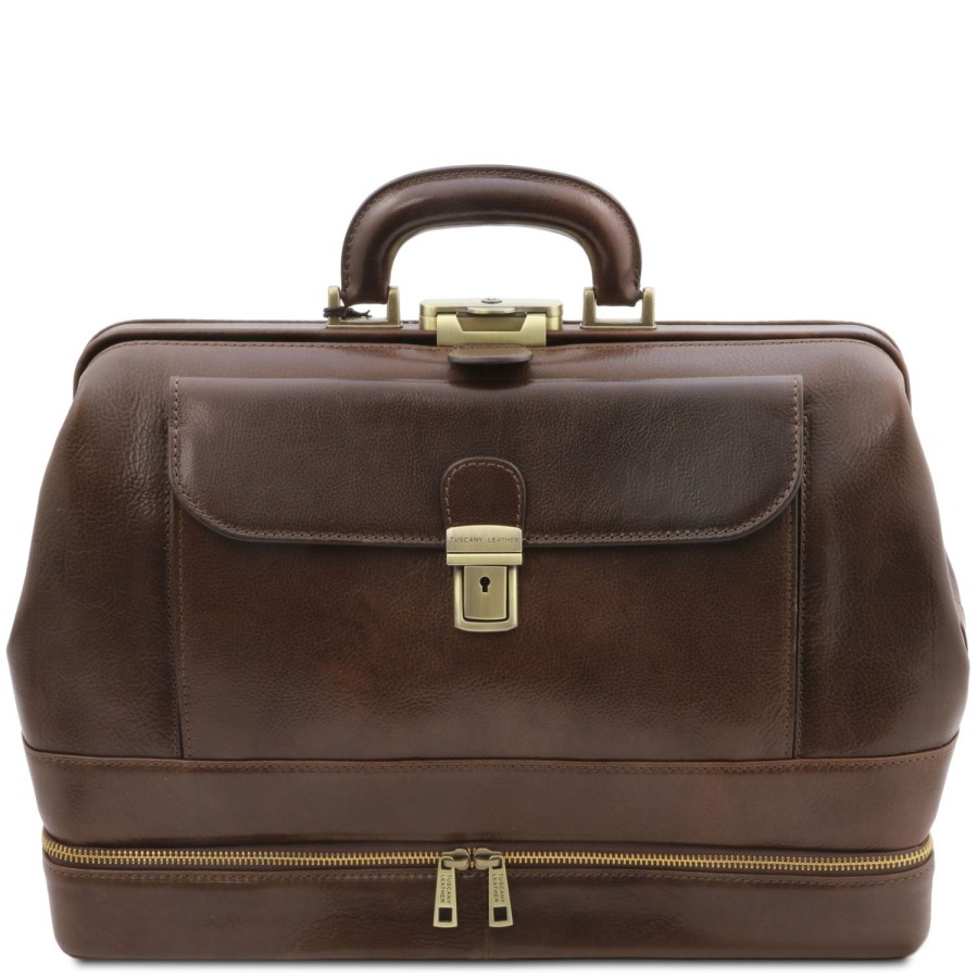 Ufficio Tuscany Leather | Giotto Borsa Medico In Pelle Con Doppio Fondo Tl142071 Testa Di Moro