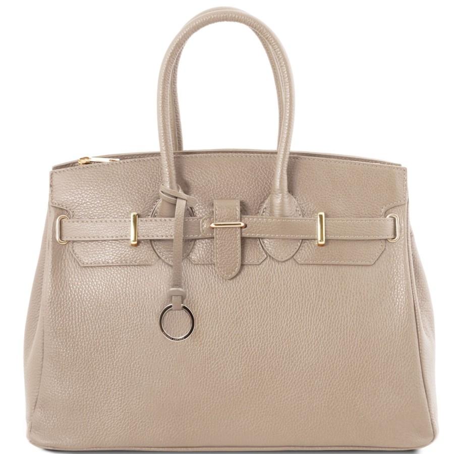 Donna Tuscany Leather | Tl Bag Borsa A Mano Con Accessori Oro Tl141529 Talpa Chiaro