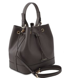 Donna Tuscany Leather | Minerva Borsa Secchiello In Pelle Tl142145 Grigio