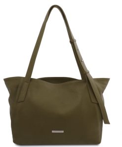 Donna Tuscany Leather | Tl Bag Borsa Shopping In Pelle Morbida Tl142230 Verde Foresta