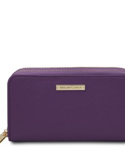 Donna Tuscany Leather | Mira Portafogli In Pelle Con Doppia Zip Around Tl142331 Viola