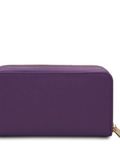 Donna Tuscany Leather | Mira Portafogli In Pelle Con Doppia Zip Around Tl142331 Viola