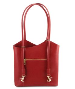 Donna Tuscany Leather | Patty Borsa Donna Convertibile A Zaino In Pelle Saffiano Tl141455 Rosso