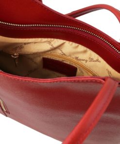 Donna Tuscany Leather | Patty Borsa Donna Convertibile A Zaino In Pelle Saffiano Tl141455 Rosso