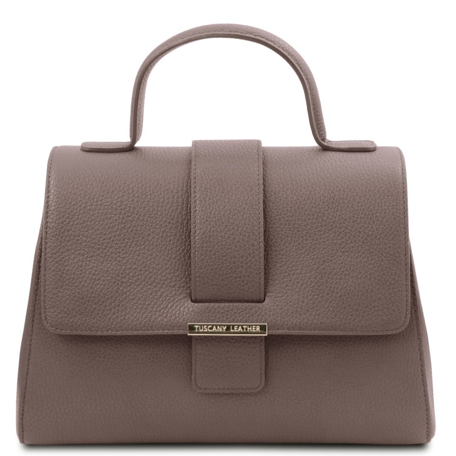 Donna Tuscany Leather | Tl Bag Borsa A Mano In Pelle Tl142156 Grigio