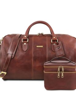 Viaggio Tuscany Leather | Marco Polo Borsa Da Viaggio E Beauty Case In Pelle Tl142248 Marrone