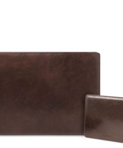 Ufficio Tuscany Leather | Set Sottomano Con Ribalta E Tappetino Mouse Tl142161 Testa Di Moro