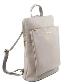 Donna Tuscany Leather | Tl Bag Zaino Da Donna In Pelle Morbida Tl141682 Grigio Chiaro