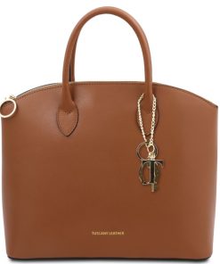 Donna Tuscany Leather | Tl Keyluck Borsa Shopping In Pelle Tl142212 Cognac