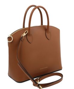 Donna Tuscany Leather | Tl Keyluck Borsa Shopping In Pelle Tl142212 Cognac