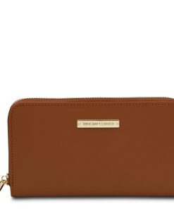 Donna Tuscany Leather | Ilizia Esclusivo Portafogli In Pelle Zip Around Tl142317 Cognac