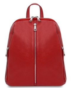 Donna Tuscany Leather | Tl Bag Zaino Donna In Pelle Morbida Tl141982 Rosso Lipstick