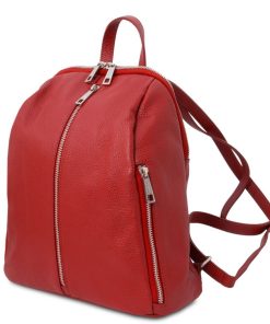 Donna Tuscany Leather | Tl Bag Zaino Donna In Pelle Morbida Tl141982 Rosso Lipstick