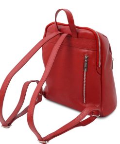 Donna Tuscany Leather | Tl Bag Zaino Donna In Pelle Morbida Tl141982 Rosso Lipstick