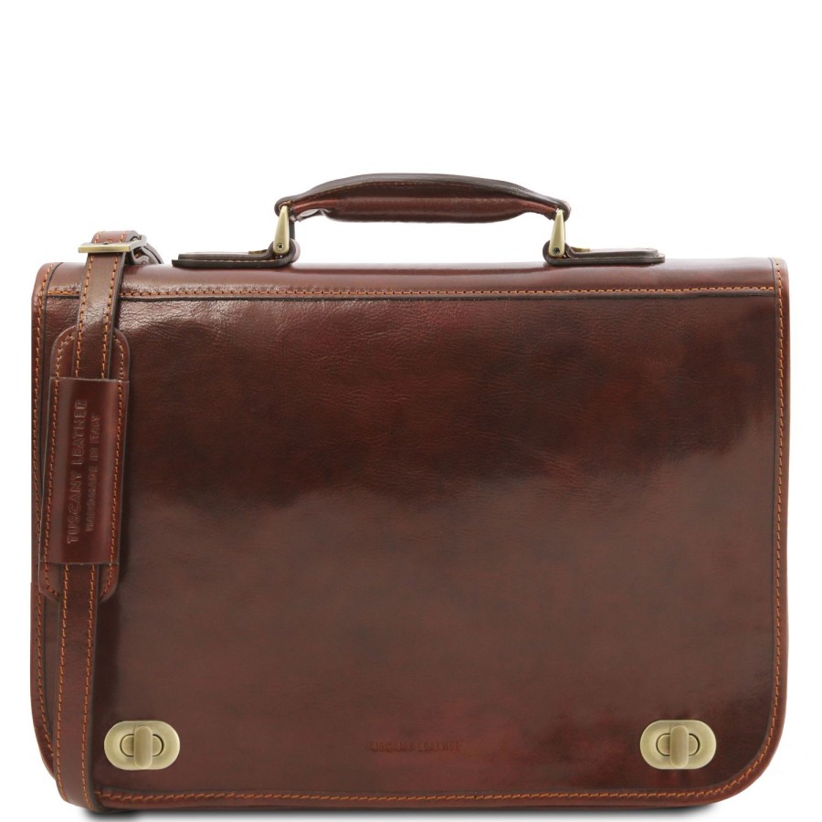 Ufficio Tuscany Leather | Siena Borsa Da Lavoro In Pelle 2 Scomparti Tl142243 Marrone