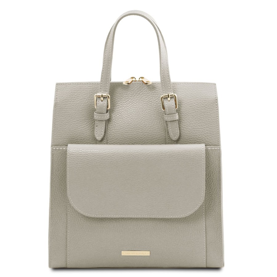 Donna Tuscany Leather | Tl Bag Zaino Da Donna In Pelle Tl142211 Grigio Chiaro