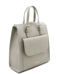 Donna Tuscany Leather | Tl Bag Zaino Da Donna In Pelle Tl142211 Grigio Chiaro