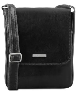 Uomo Tuscany Leather | John - Borsello Da Uomo In Pelle Con Zip Frontale Tl141408 Nero