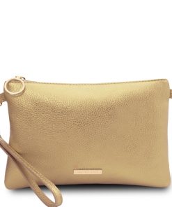 Donna Tuscany Leather | Tl Bag Pochette In Pelle Morbida Metallic Tl141988 Oro