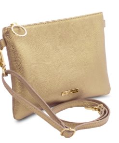 Donna Tuscany Leather | Tl Bag Pochette In Pelle Morbida Metallic Tl141988 Oro