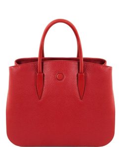 Donna Tuscany Leather | Camelia Borsa A Mano In Pelle Tl141728 Rosso Lipstick