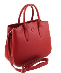 Donna Tuscany Leather | Camelia Borsa A Mano In Pelle Tl141728 Rosso Lipstick