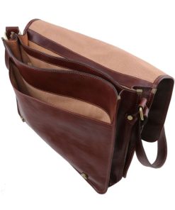 Uomo Tuscany Leather | Tl Messenger A Tracolla 2 Scomparti Grande Tl141254 Marrone