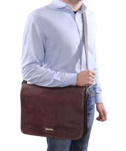 Uomo Tuscany Leather | Tl Messenger A Tracolla 2 Scomparti Grande Tl141254 Marrone